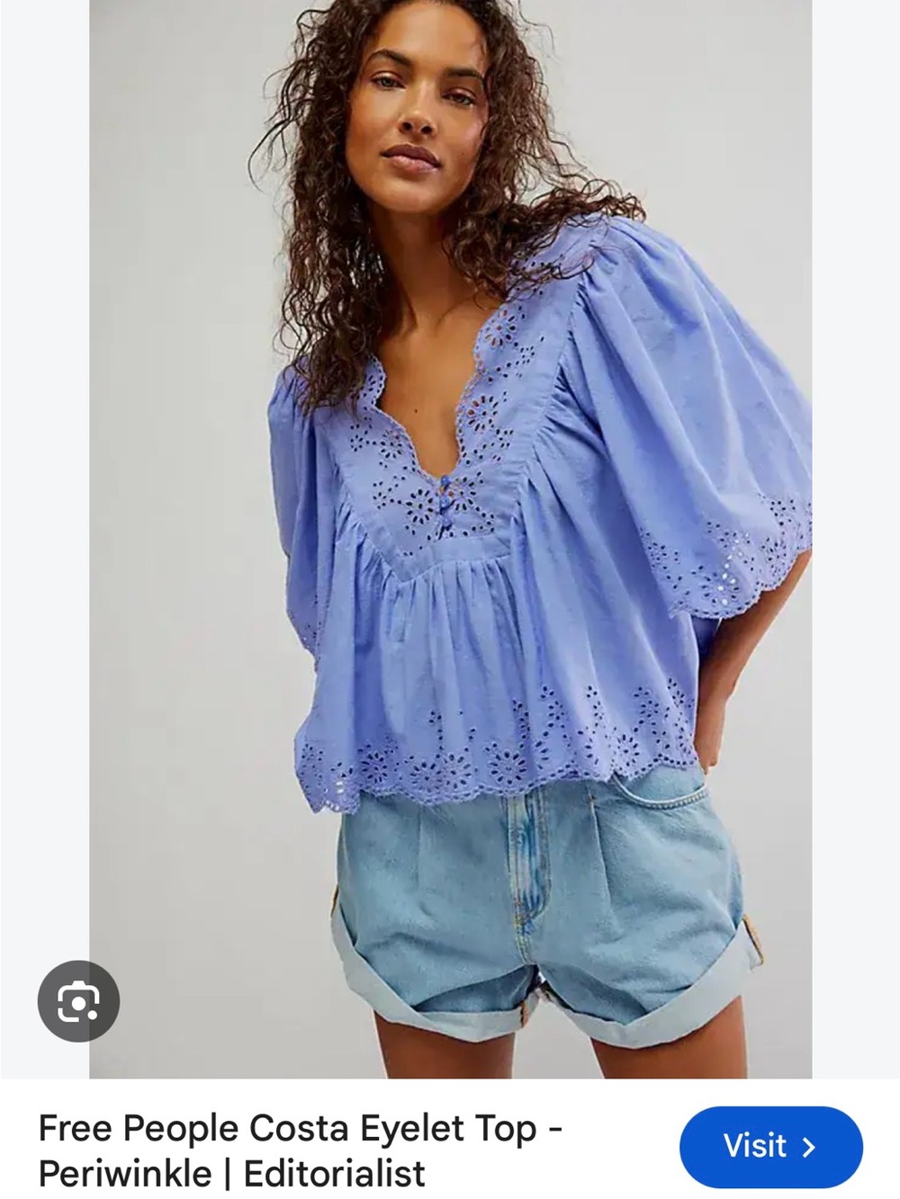 Free People Costa Eyelet Top - Periwinkle
